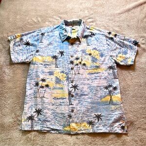 Joe Marlin Hawaiian Shirt Vintage Men's Large Short Sleeve Button Up Tropical